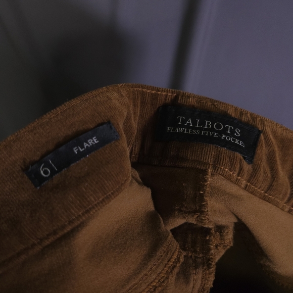 Talbots Corduroy Flare Pants Brown Size 6 Flawless Five Pocket - Picture 5 of 6